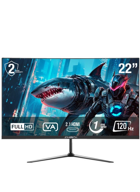شاشة ألعاب SHARX مقاس 22 بوصة FHD، بدقة (1920x1080) VA، معدل تحديث 120 هرتز، وقت استجابة 1 مللي ثانية (MPRT)، منفذ HDMI 2.1، حامل ثابت، متوافقة مع FreeSync وG-Sync (22F120V)