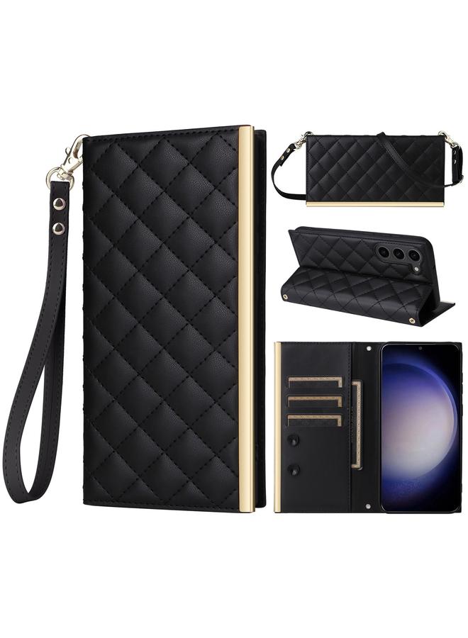 اس-توب جراب هاتف Samsung Galaxy S23 5G Crossbody Rhombic Sucker Leather - Image 1