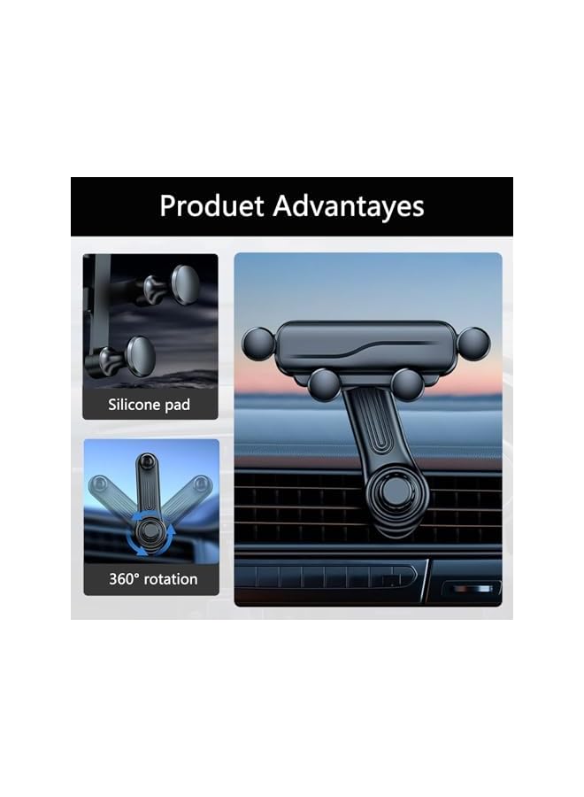Green Tiger 360° Adjustable Car Phone Holder, Rotatable Gravity Phone Mount with Extension Clip, Universal Air Vent Anti-Slip Holder for iPhone/for Samsung/All Smartphones Anti-Slip - Image 5