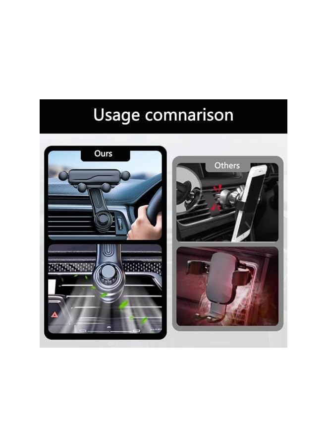 Green Tiger 360° Adjustable Car Phone Holder, Rotatable Gravity Phone Mount with Extension Clip, Universal Air Vent Anti-Slip Holder for iPhone/for Samsung/All Smartphones Anti-Slip - Image 4