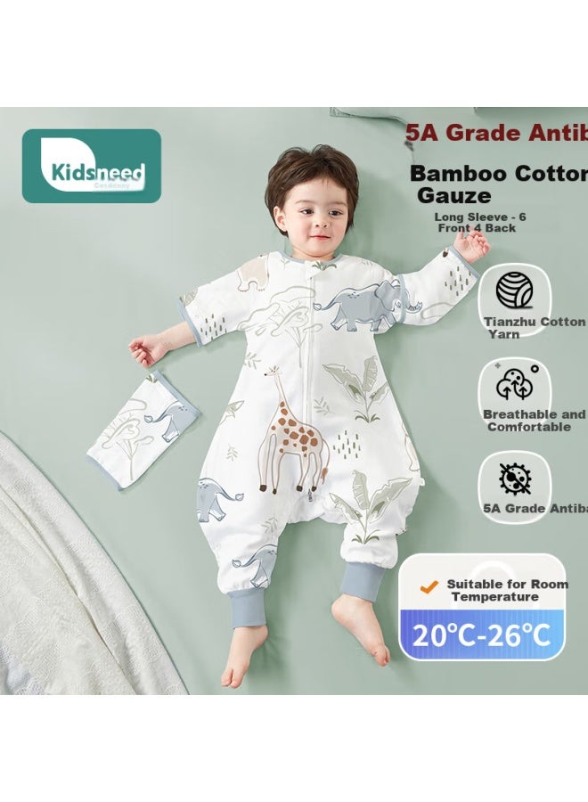 Kidsneed Baby Sleeping Bag, Children's Spring And Autumn Sleep Sack, 6 Front 4 Back, Bamboo Cotton Gauze Split-leg Sleeping Bag, Baby Anti-kick Blanket, Children's Pajamas, XL Size - Image 1