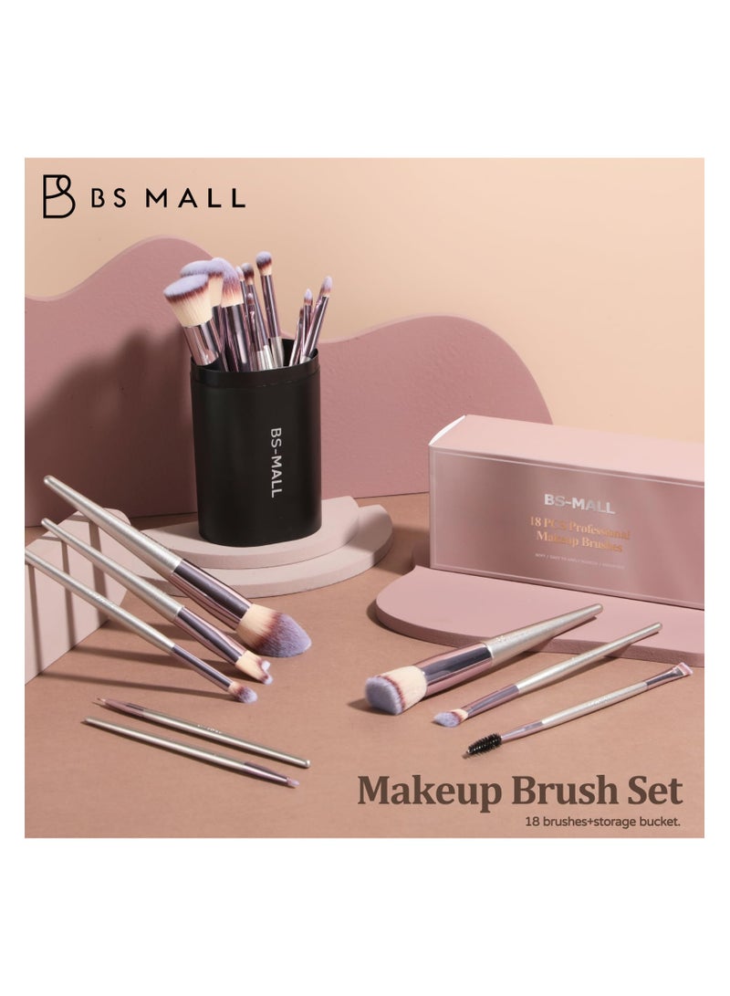 BS Mall 18PCS Makeup Brushes Brush Set, Blending Brush for Foundation, Premium Synthetic Powder Concealers Makeup Brushes for Eyes and Face, Eye Shadows Brushes, Eyeliner Make up Brushes (Champagne) - Image 4