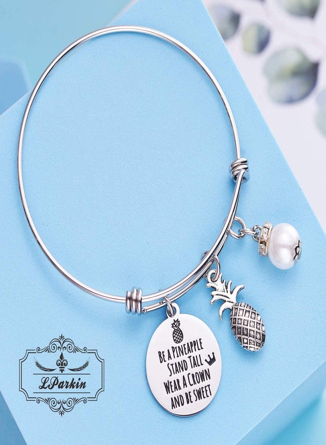 LParkin Pineapple Bracelet Be A Pineapple Stand Tall Wear A Crown Tropical Inspirational Bangle Bracelet Friendship Bracelets Gift - Image 3