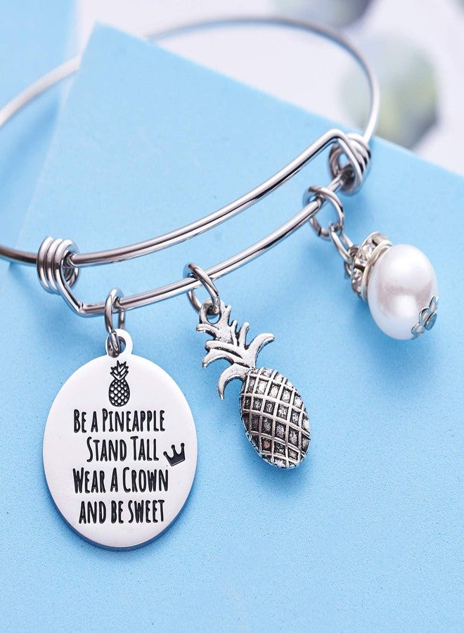 LParkin Pineapple Bracelet Be A Pineapple Stand Tall Wear A Crown Tropical Inspirational Bangle Bracelet Friendship Bracelets Gift - Image 4