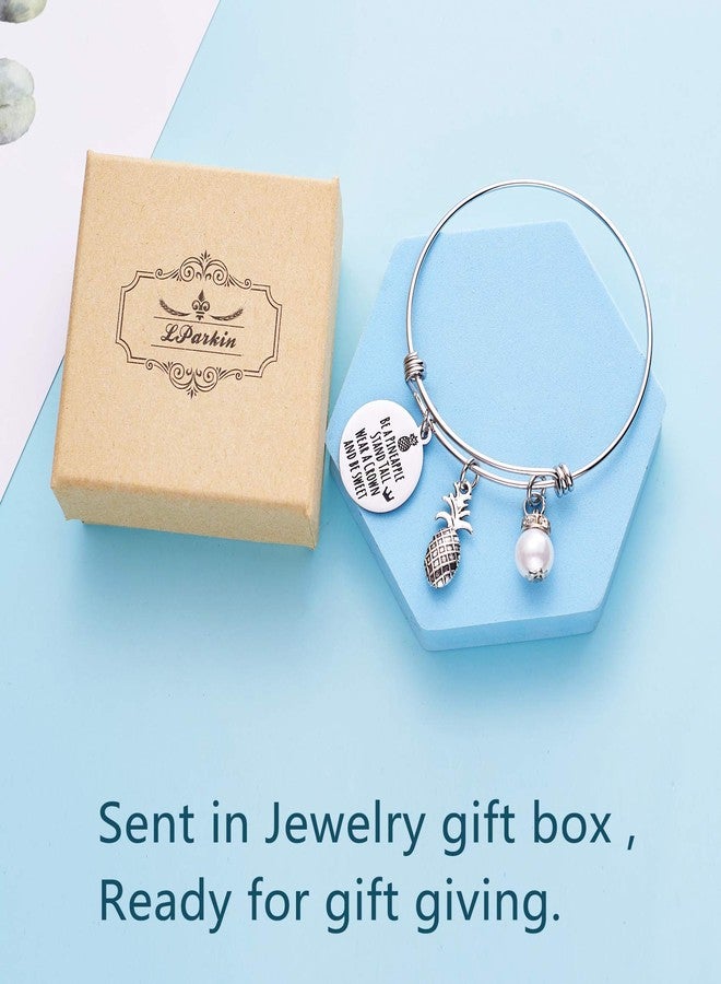 LParkin Pineapple Bracelet Be A Pineapple Stand Tall Wear A Crown Tropical Inspirational Bangle Bracelet Friendship Bracelets Gift - Image 5