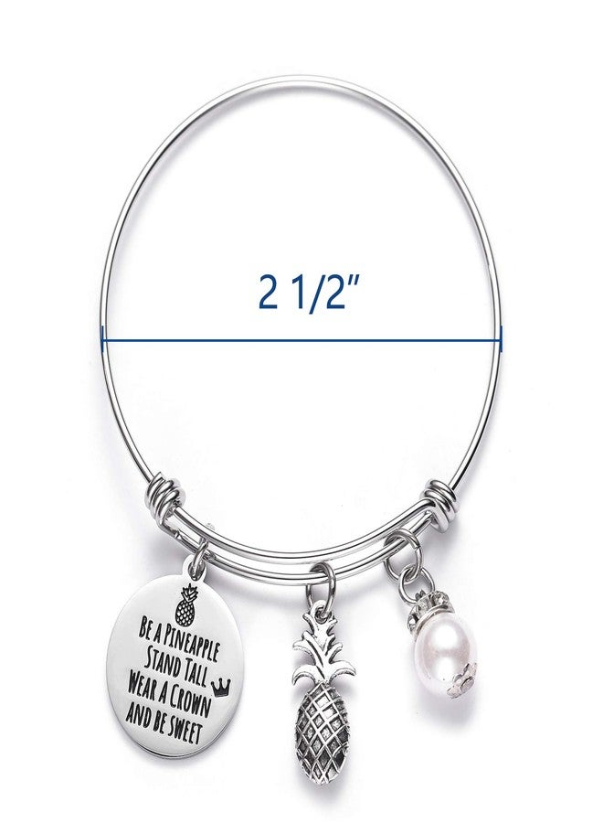 LParkin Pineapple Bracelet Be A Pineapple Stand Tall Wear A Crown Tropical Inspirational Bangle Bracelet Friendship Bracelets Gift - Image 2