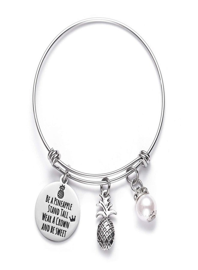 LParkin Pineapple Bracelet Be A Pineapple Stand Tall Wear A Crown Tropical Inspirational Bangle Bracelet Friendship Bracelets Gift - Image 1