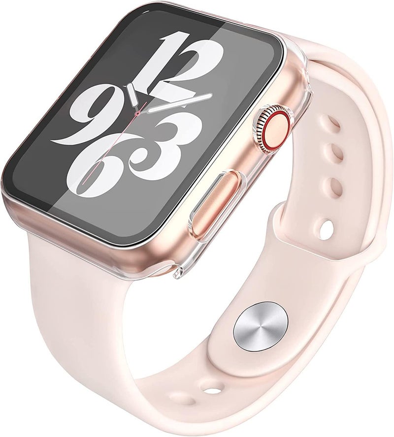 Misxi 2 Pack Hard PC Case with Tempered Glass Screen Protector Compatible with Apple Watch SE 2 (2024) SE Series 6 Series 5 Series 4 40mm, 1 Sliver + 1 Transparent - Image 5