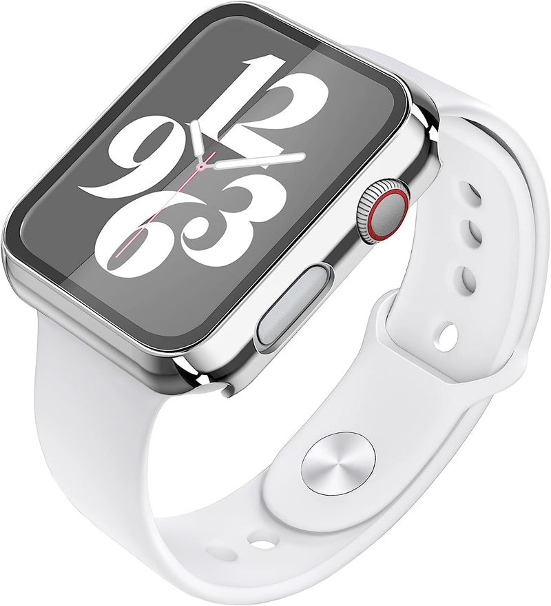 Misxi 2 Pack Hard PC Case with Tempered Glass Screen Protector Compatible with Apple Watch SE 2 (2024) SE Series 6 Series 5 Series 4 40mm, 1 Sliver + 1 Transparent - Image 4