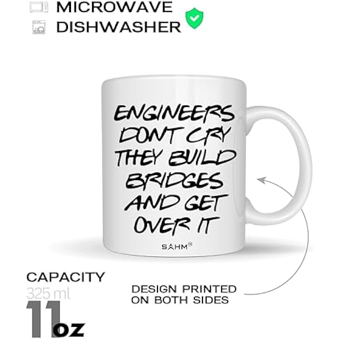 SAHM Funny Engineer Coffee Mug Engineers DonT Cry They Build Bridges And Get Over It Gift Idea Ceramic Cup 11Oz Packed In Giftbox - Image 2