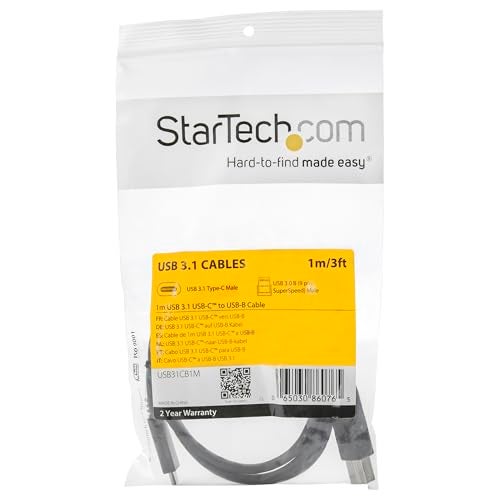 StarTech.com 3.3ft (1m) USB-B to USB-C Cable, USB 10Gbps, Data Cord, USB 3.2 Gen 2, USB-C Data Transfer Cable - Image 5