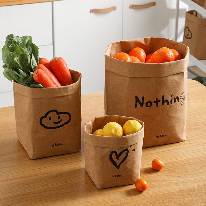 1Pc Practical Bag Kraft Paper Storage Bag Shopping Bag Packaging Pouch(Khaki) - Image 2