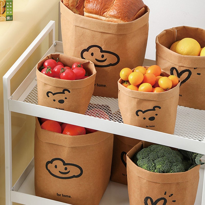 1Pc Practical Bag Kraft Paper Storage Bag Shopping Bag Packaging Pouch(Khaki) - Image 5