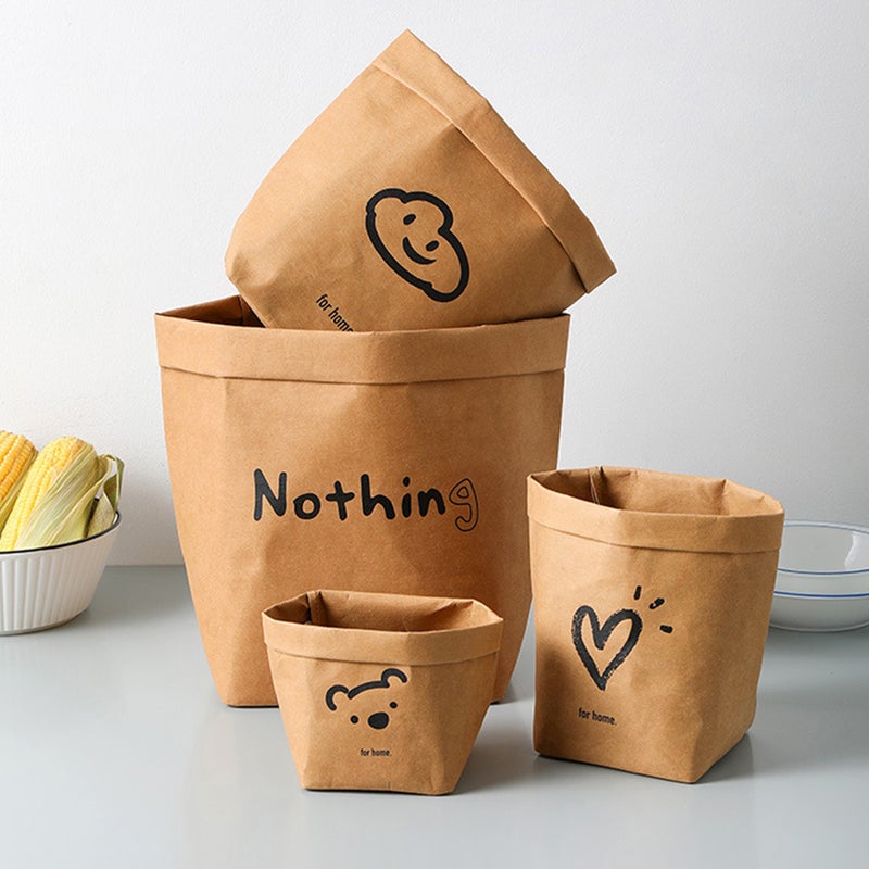 1Pc Practical Bag Kraft Paper Storage Bag Shopping Bag Packaging Pouch(Khaki) - Image 4