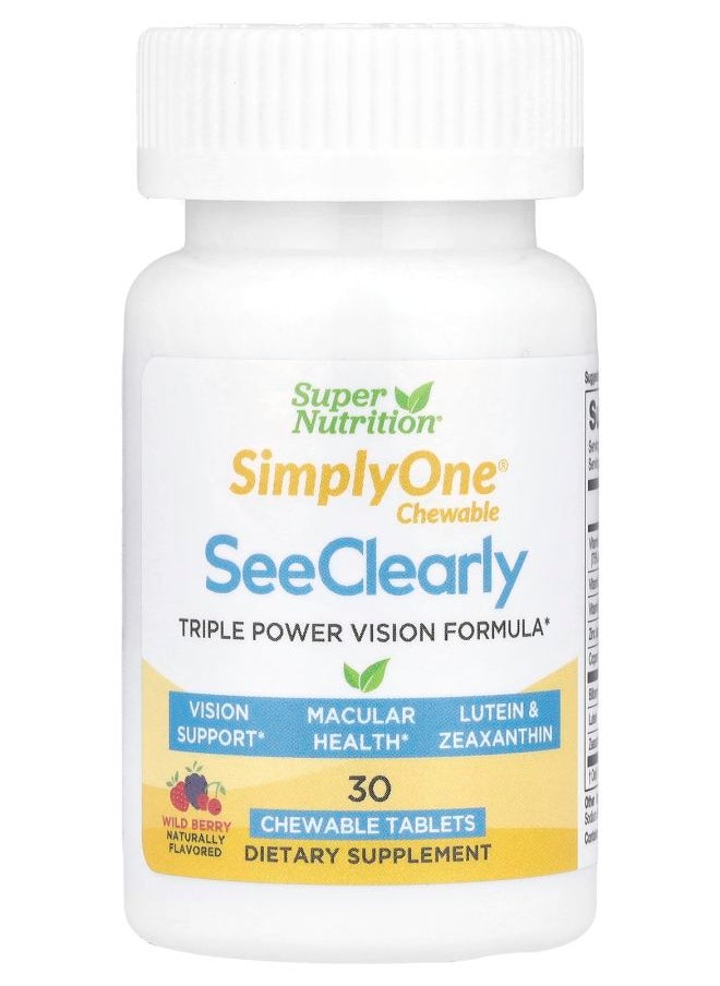 Super Nutrition - SimplyOne See Clearly Triple Power Vision Formula Wild-Berry  30 Chewable Tablets - Image 1