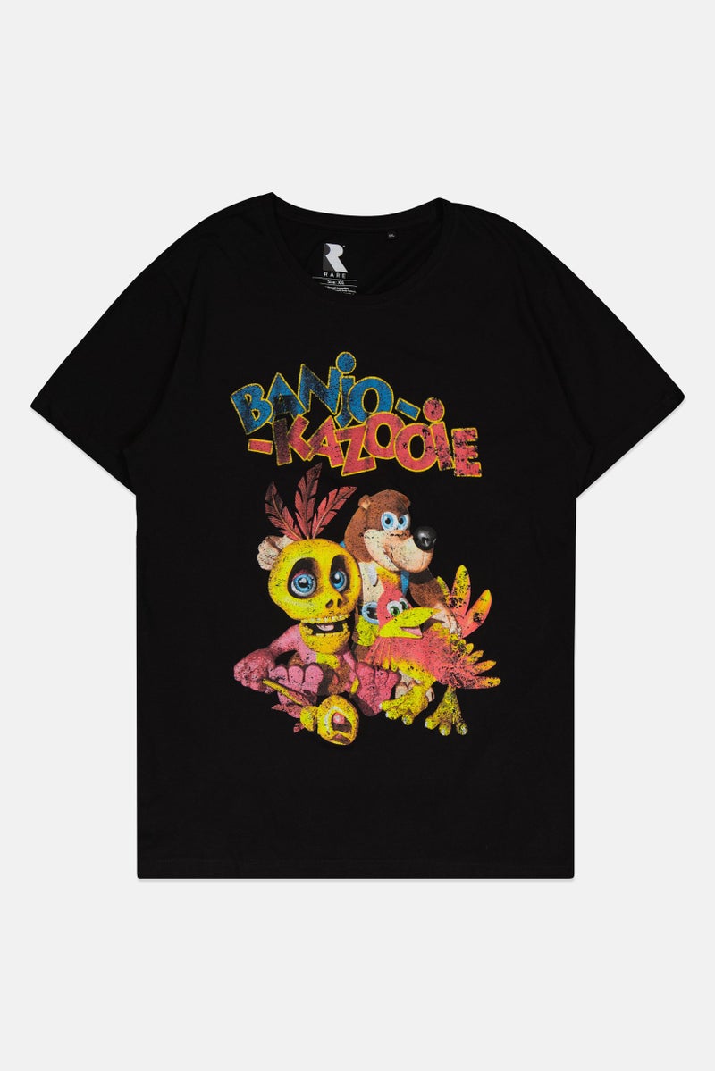 Rare Men Crew Neck Short Sleeve Graphic Print T-Shirt, Black - Image 3