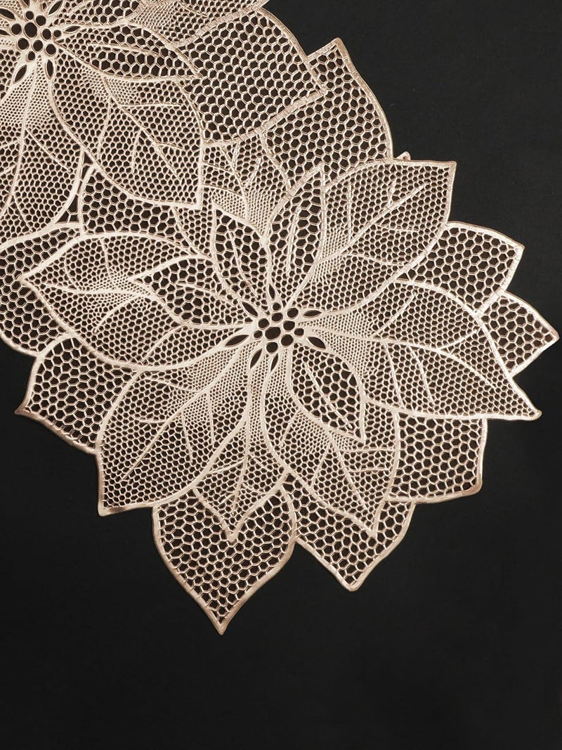Wings Star Flower Shape Design Soft PVC Table Runner for Dining Table with Waterproof, Heat Resistant, Easy to Clean, Non-Slip Surface, (Pack of 1 Size- 92cm X 36cm - Gold RN02) - Image 3
