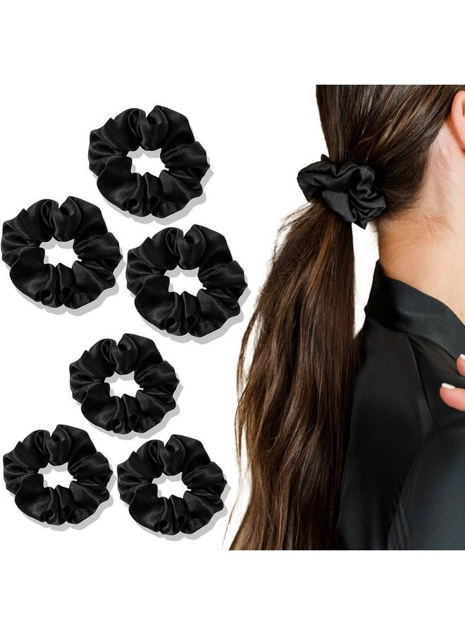 Temperia (6Pcs Set) Silk Satin Scrunchies For Women & Girls Stylish Ponytail Bun Juda Rubber Bands Luxury Hair Accessories Crunchies Scrunchy Ties For Style Decoration & Wedding Black (Mn01) - Image 1