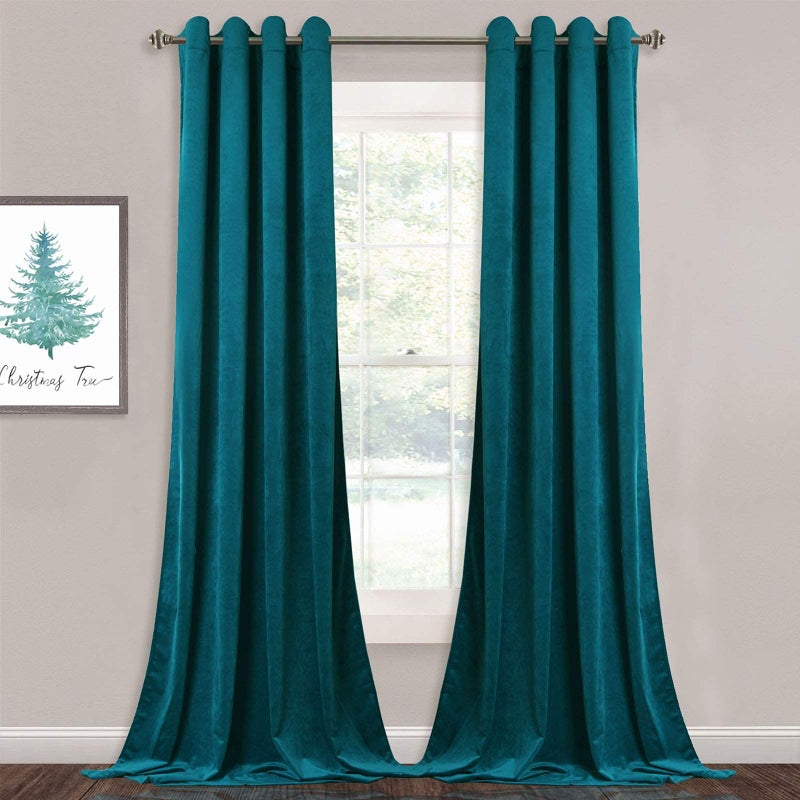 StangH Teal Velvet Curtains Blackout  HeavyDuty Thermal Insulated Drapes Home Decor for Farmhouse Living RoomVilla Window 52 by 84Inch 2 Panels