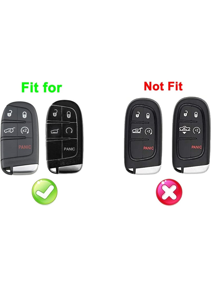 Key Fob Cover Case for Jeep Grand Cherokee Renegade Chrysler 200 300 Dodge RAM Durango Charger Challenger Journey Dart Fiat 5 ons Keyless Entry Remote Case Holder ABS Carbon Fiber Pattern (Black) - Image 2