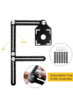 Bukela Aluminum Alloy Multi-Function six-fold Ruler Angle Finder Universal Angler Ruler Metal Drill Guide Locator Tile Opening Hole Angle Template Tool Angle Copier for Builders, Craftsmen, Carpenters  - Image 3