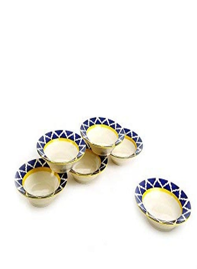 كافيين أطباق حساء/معكرونة/ماجي/مكرونة مصنوعة يدوياً من السيراميك الأزرق والأبيض من كافيين، مقاس 9 بوصات (مجموعة من 6 قطع، آمنة للاستخدام في غسالة الصحون والميكروويف) - Image 3