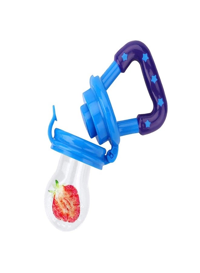 Chopchi Silicone Fruit Nibbler Pacifier 1 Pcs with 1 pcs Spoon Feeder Bottle for Infant Baby for 6+ Month Baby (2 Piece Combo Set-Blue) - Image 2