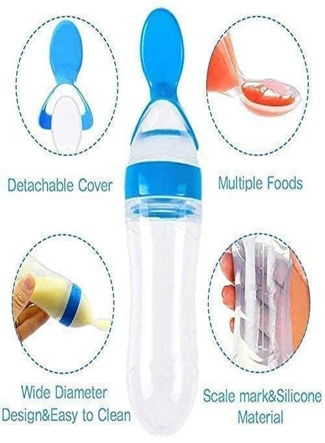 Chopchi Silicone Fruit Nibbler Pacifier 1 Pcs with 1 pcs Spoon Feeder Bottle for Infant Baby for 6+ Month Baby (2 Piece Combo Set-Blue) - Image 4