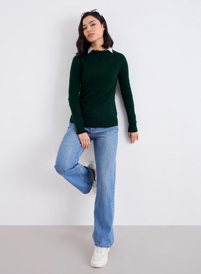 Styli Slim Fit Regular Length Textured Knit Sweater - Image 1