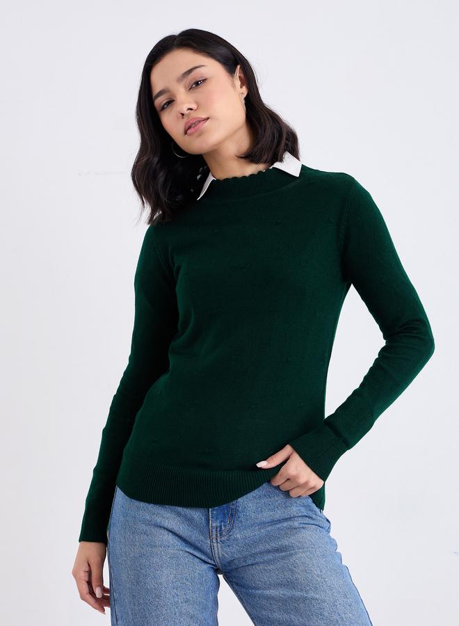 Styli Slim Fit Regular Length Textured Knit Sweater - Image 2