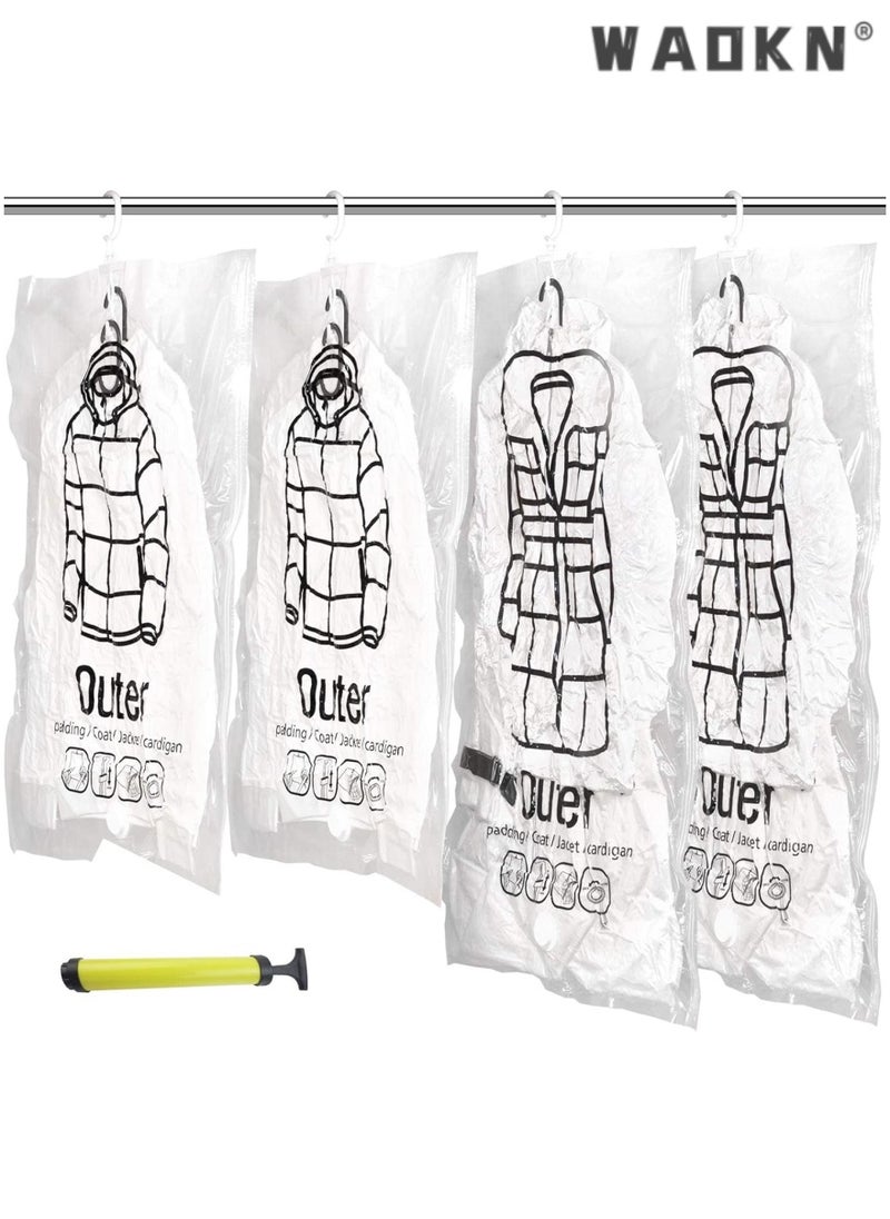 WAOKN - Hanging Vacuum Space Saver Bag,  Reusable Vacuum Storage Bag with Hangers, Vacuum Seal Storage Bag with Suction Pump, Space Bags Vacuum Bag for Sweater, Coat, Suit - Image 1