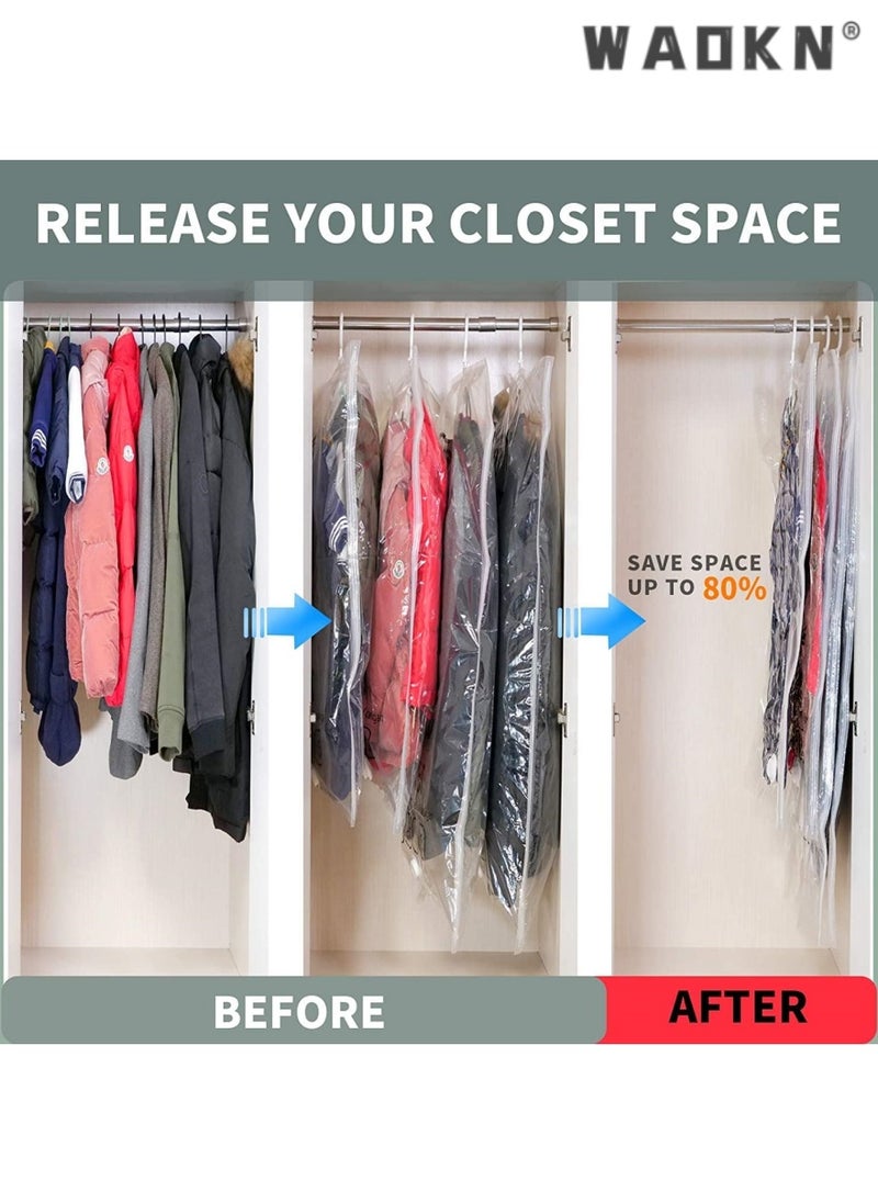 WAOKN - Hanging Vacuum Space Saver Bag,  Reusable Vacuum Storage Bag with Hangers, Vacuum Seal Storage Bag with Suction Pump, Space Bags Vacuum Bag for Sweater, Coat, Suit - Image 1