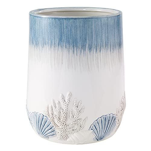 Avanti Linens  Wastebasket Decorative Trash Can Guest Bathroom Essentials Coastal Inspired Home Decor Abstract Coastal Collection