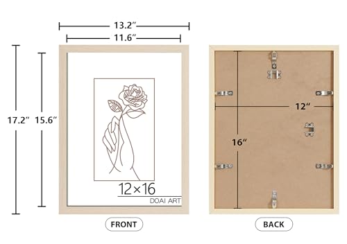 DOAI ART 12x16 Frame Gold,12x16 Picture Frame Oak, Woodgrain 12 x 16 Poster Frames for Horizontal or Vertical Wall Mounting, Scratch-proof Safe and Artistic Large Photo Frame Wall Art - Image 4