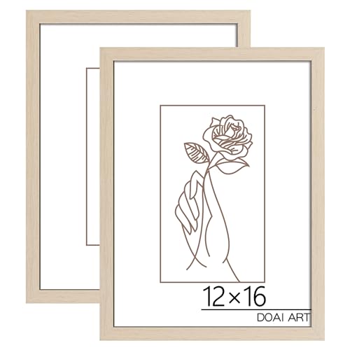 DOAI ART 12x16 Frame Gold,12x16 Picture Frame Oak, Woodgrain 12 x 16 Poster Frames for Horizontal or Vertical Wall Mounting, Scratch-proof Safe and Artistic Large Photo Frame Wall Art - Image 1