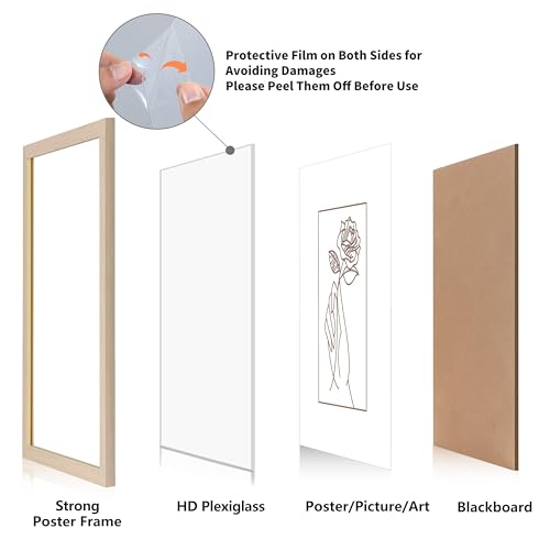DOAI ART 12x16 Frame Gold,12x16 Picture Frame Oak, Woodgrain 12 x 16 Poster Frames for Horizontal or Vertical Wall Mounting, Scratch-proof Safe and Artistic Large Photo Frame Wall Art - Image 2