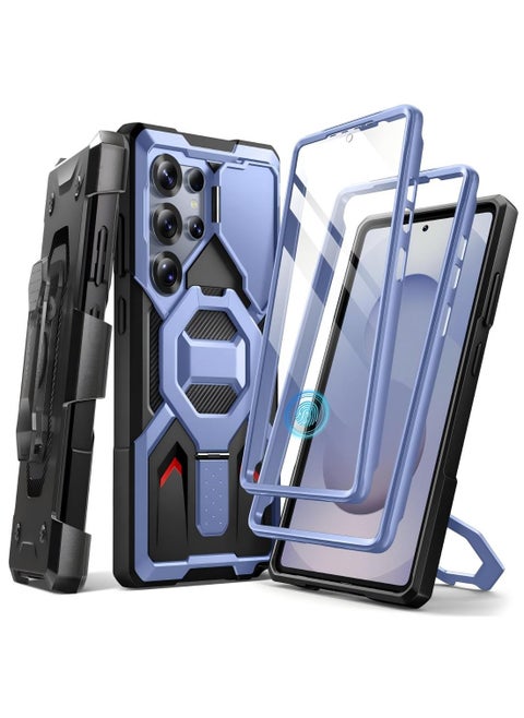 Magnetic Stand for Samsung Galaxy S25 Ultra Case, Magsafe Compatible, [Premium Drop and Fall Protection] [2 Front Frames & Camera Cover] S25 Ultra Case with Screen Protector & Belt Clip, Blue