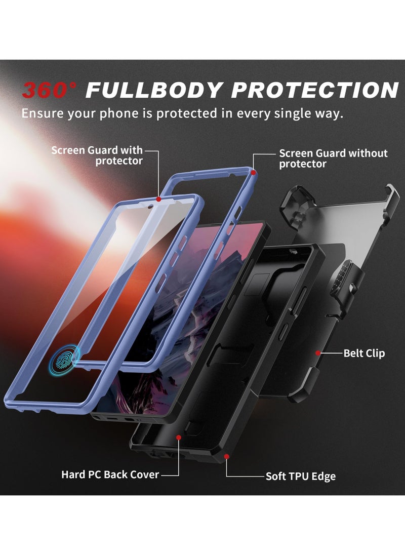 TONGATE - Magnetic Stand for Samsung Galaxy S25 Ultra Case, Magsafe Compatible, [Premium Drop and Fall Protection] [2 Front Frames & Camera Cover] S25 Ultra Case with Screen Protector & Belt Clip, Blue - Image 1