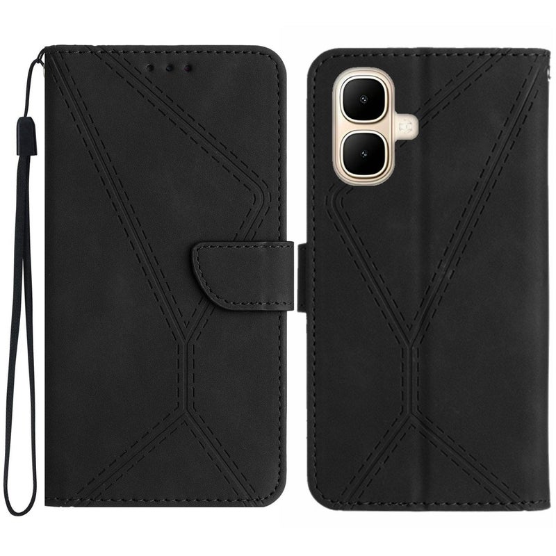 erorex For Infinix Smart 10 4G / Tecno Pop 10 Stitching Embossed Leather Phone Case(Black) - Image 1