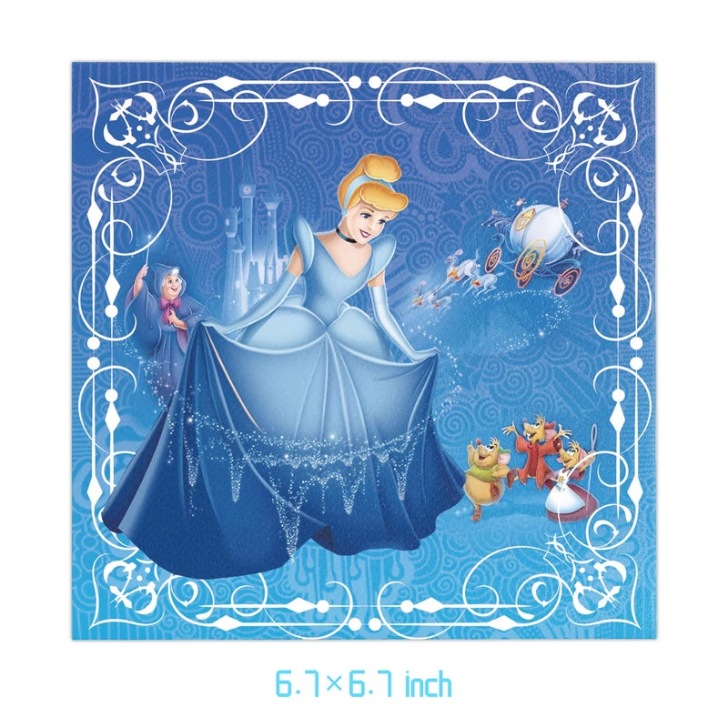 OMTO 41Pack Cinderella Party Supplies include 7"10Pcs and 9" 10Pcs plates, 20 napkins Tablecloth for Cinderella birthday party decoration - Image 4