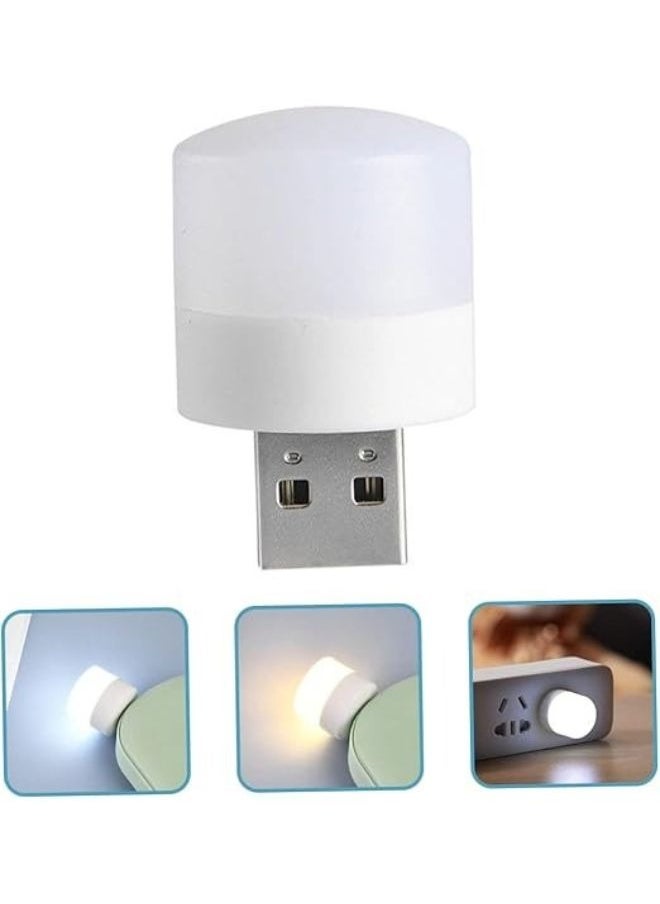 Generic 2pcs Portable USB LED Night Lights Mini Round Lamp for Laptop (White Colour)  - Image 2