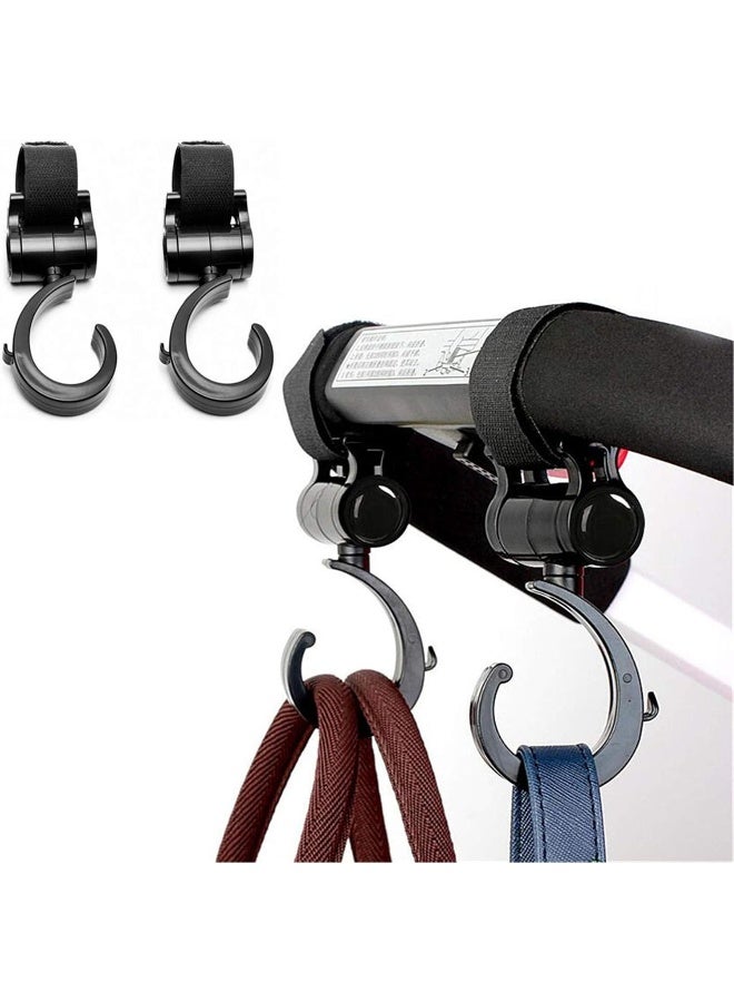 LLUFO Stroller Hooks for Hanging Diaper Bags Baby Stuff Organizer Groceries Purse Mommy Hook Stroller Accessories for Mom When Jogging Walking or Shopping Pack of 2-Black - Image 2