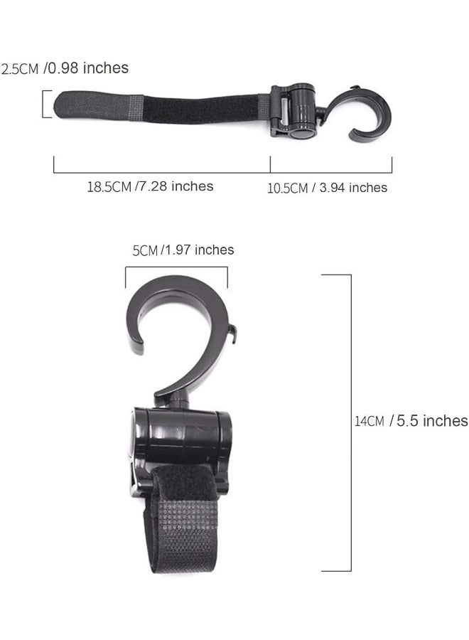 LLUFO Stroller Hooks for Hanging Diaper Bags Baby Stuff Organizer Groceries Purse Mommy Hook Stroller Accessories for Mom When Jogging Walking or Shopping Pack of 2-Black - Image 4