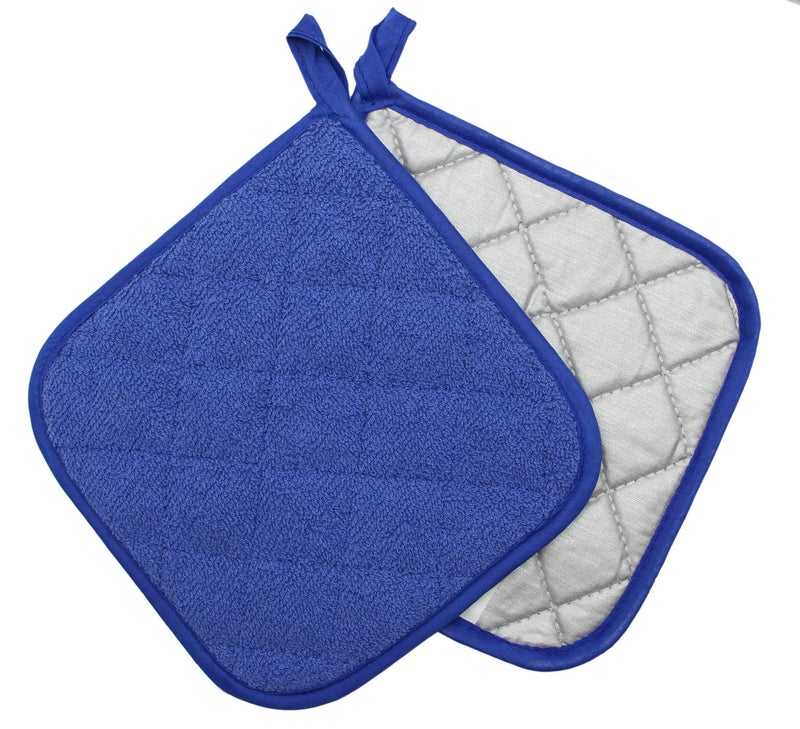 GQZLUCK Cotton Pot Holders Cotton Made Machine Washable Heat Resistant Everyday Kitchen Basic Terry Pot Holder, Hot Pads, Trivet for Cooking and Baking Set of 4 (Dark Blue) - Image 4