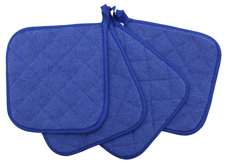 GQZLUCK Cotton Pot Holders Cotton Made Machine Washable Heat Resistant Everyday Kitchen Basic Terry Pot Holder, Hot Pads, Trivet for Cooking and Baking Set of 4 (Dark Blue) - Image 3