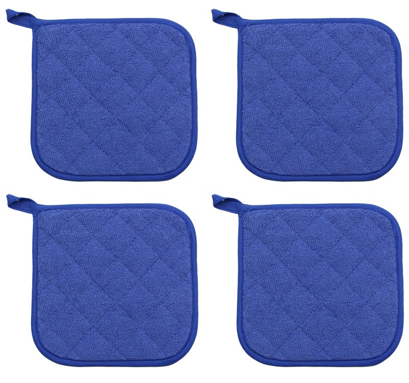 GQZLUCK Cotton Pot Holders Cotton Made Machine Washable Heat Resistant Everyday Kitchen Basic Terry Pot Holder, Hot Pads, Trivet for Cooking and Baking Set of 4 (Dark Blue) - Image 2