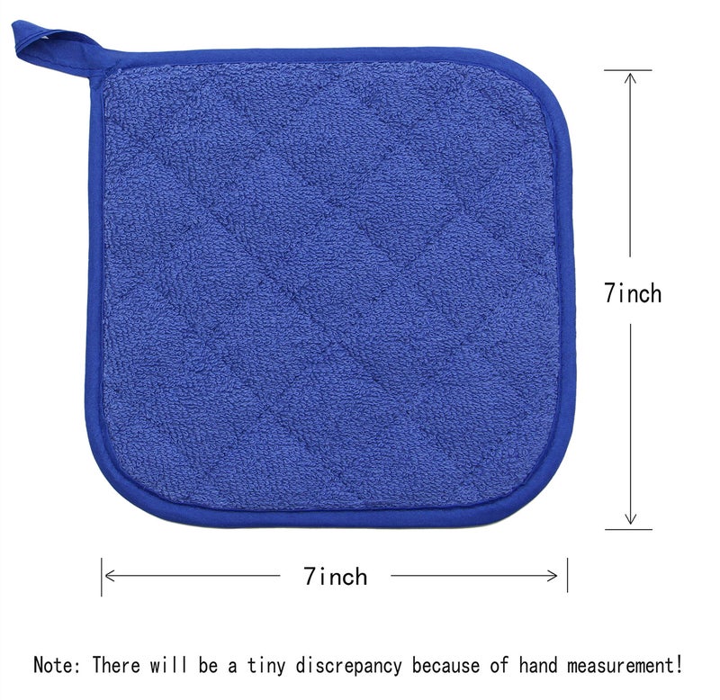 GQZLUCK Cotton Pot Holders Cotton Made Machine Washable Heat Resistant Everyday Kitchen Basic Terry Pot Holder, Hot Pads, Trivet for Cooking and Baking Set of 4 (Dark Blue) - Image 5