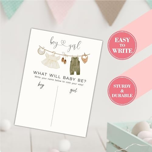 JCVUK QMB-B05: 11"x 15" Gender Reveal Signature Voting Sign, Baby Clothes Theme Guess He Or She Game For Baby Shower Party, Self-Standing Sign, Party Supplies Kit & Decorations - Image 3