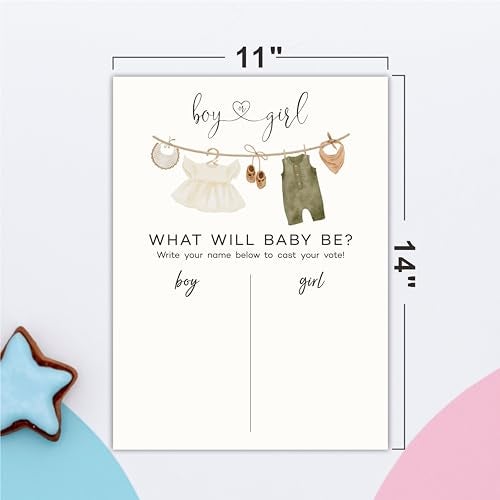JCVUK QMB-B05: 11"x 15" Gender Reveal Signature Voting Sign, Baby Clothes Theme Guess He Or She Game For Baby Shower Party, Self-Standing Sign, Party Supplies Kit & Decorations - Image 2