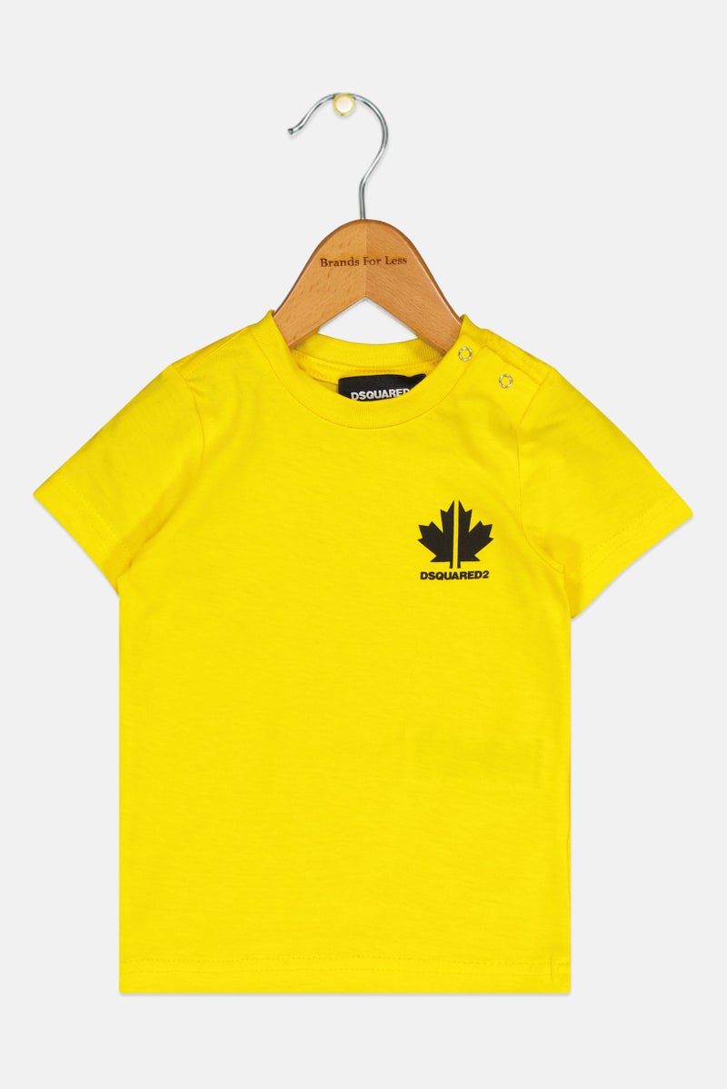 DSQUARED2 Toddlers Boy Crew Neck Short Sleeve Brand Logo T-Shirt, Yellow - Image 1